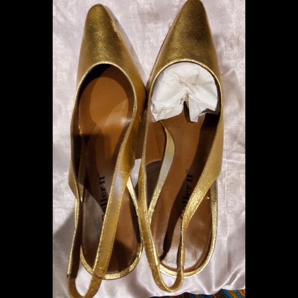 VINTAGE GOLD or BLACK SLING BACK GELLER II Collection 8M - Picture 2 of 15